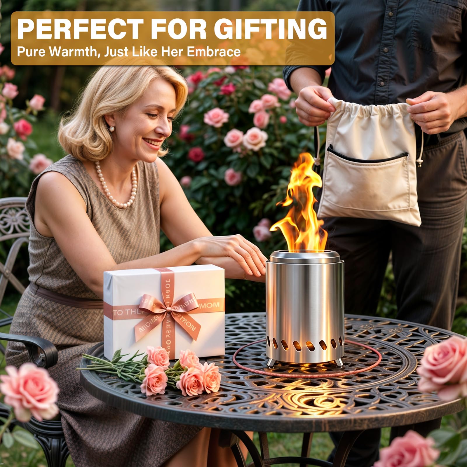 HGD Tabletop Fire Pit, Smokeless Firepit Outdoor, Mini Fire Pit for with Carry Bag for Camping