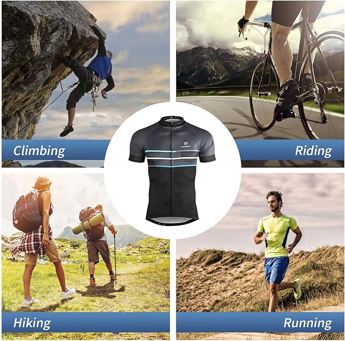 LAMEDA Men's Cycling Jersey Breathable Lightweight Bike Jersey Short Sleeve Quick Dry Moisture Wicking Biking Shirts