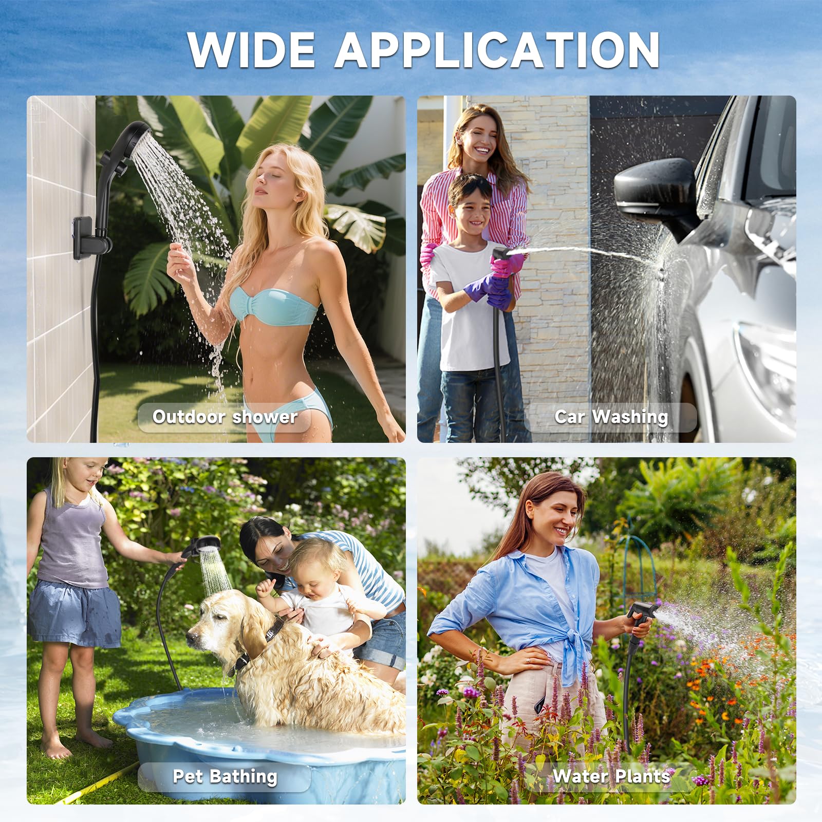 vignuto Portable Shower for Camping, Rechargeable Camping Shower kit with LED Display of Battery