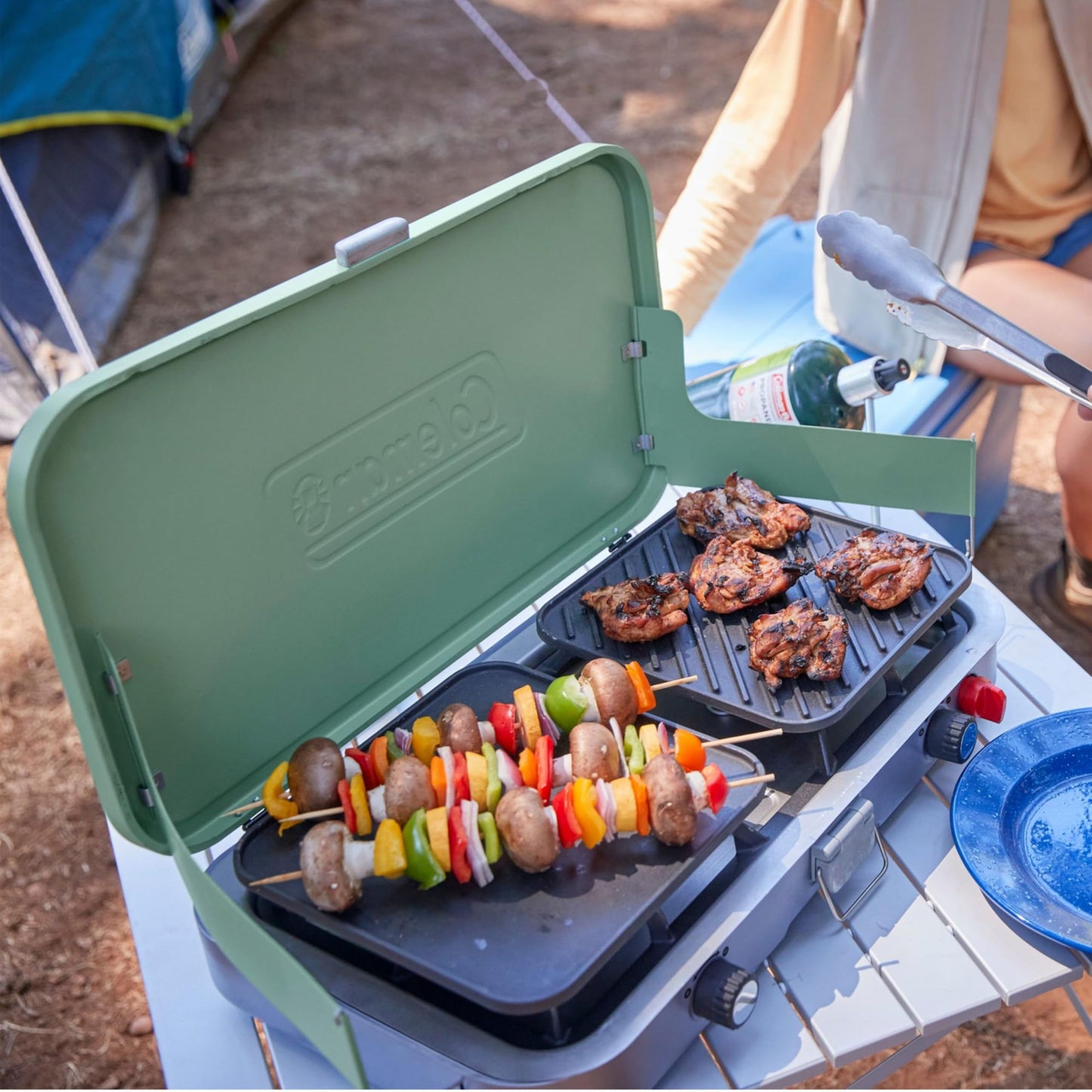 Coleman Cascade 3-in-1 Outdoor Camp Stove, Portable Cooktop with Included Cast-Iron Grill & Griddle