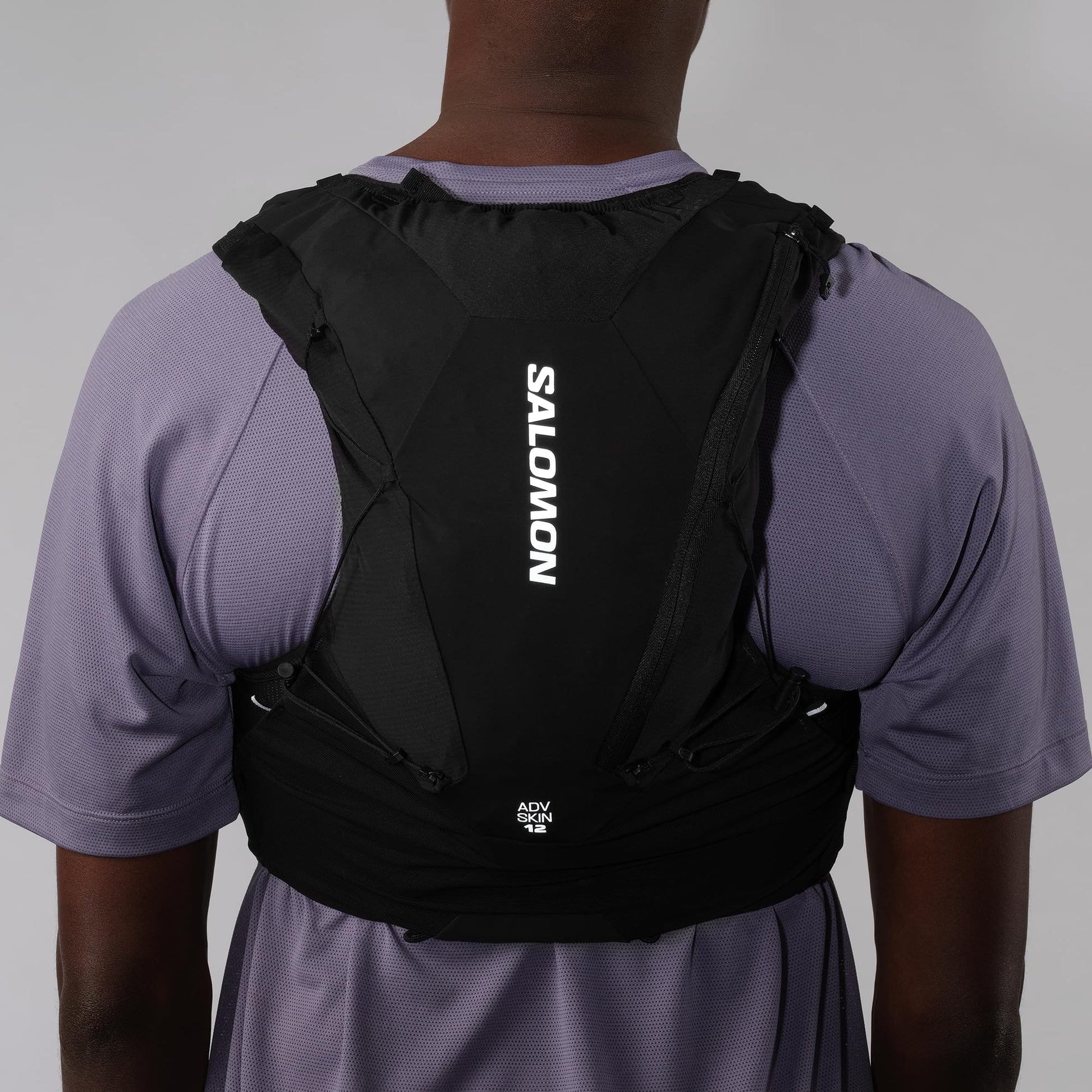 Salomon Unisex Advance Skin 12 | 12 Liter Hydration Trail Running Vest, Black, Medium