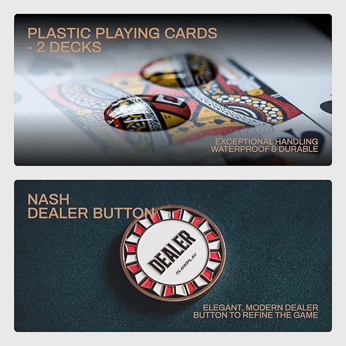 SLOWPLAY Nash 14g Clay Poker Chip Set Black Gold Edition??300PCS Core Set for Texas Hold?™em | Numbered Chips: 5, 25, 100 | Premium Case with Durable German Polycarbonate Shell