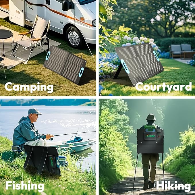 100W Portable Solar Panel, Foldable Backpacking Solar Charger with 23% High Efficiency, USB-C & Dual USB Ports, IP67 Waterproof, Lightweight & Durable for Camping,RV, Power Stations, Phones, Laptops