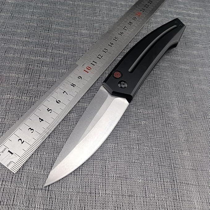 3.31'' D2 Steel Blade Aluminum Handles Speed Safe Botton Fast Opening Folding Knife with Pocket Clip, Camping EDC Tools, Survival Knives, Christmas Gift for Men and Women (White Full Blade)