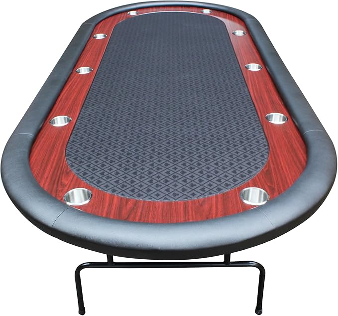 Poker Table 96 inches Light Series for 10 Player Games with Cup Holders Wooden Racetrack Felt Foldable Legs, Black