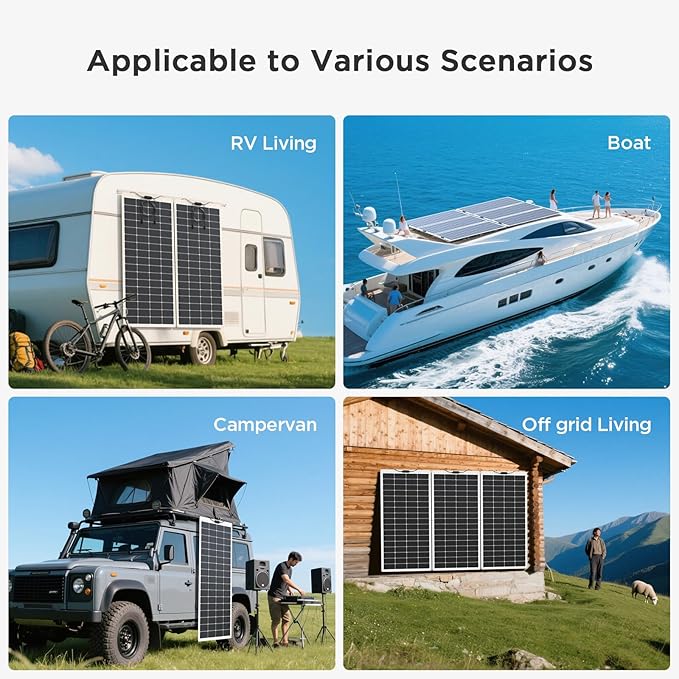 400W Flexible Solar Panel, 2PCS 200 Watt 12V/24V Solar Panel Kit, Callsun 23% High Efficiency 182 PERC IP68 Waterproof ETFE Solar Panels for Off-Grid RV Living Camping Campervans Boat (White)