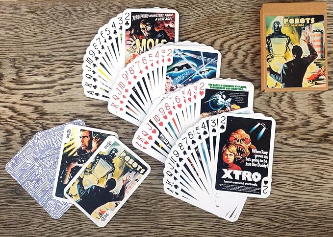 SCI FI Playing Cards (Poker Deck 54 Cards All Different) Vintage Sci Fi Trash Movie Poster Aliens Robots Space