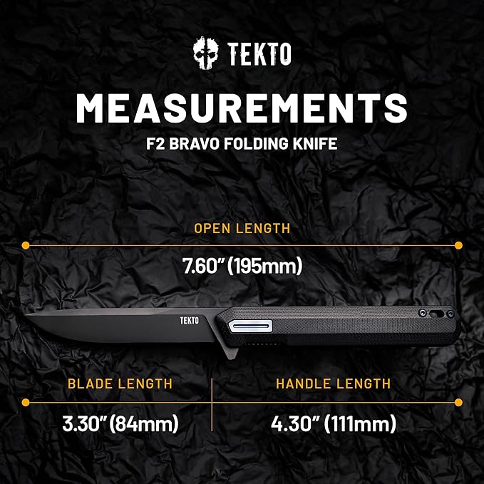 F2 Bravo Folding Pocket Knife - D2 Steel Blade, Ceramic Ball Bearings - EDC - Snap, Swift Flip for Camping, Backpacking - 2.4oz (68g), G10 Black Handle, Blue Titanium Accents