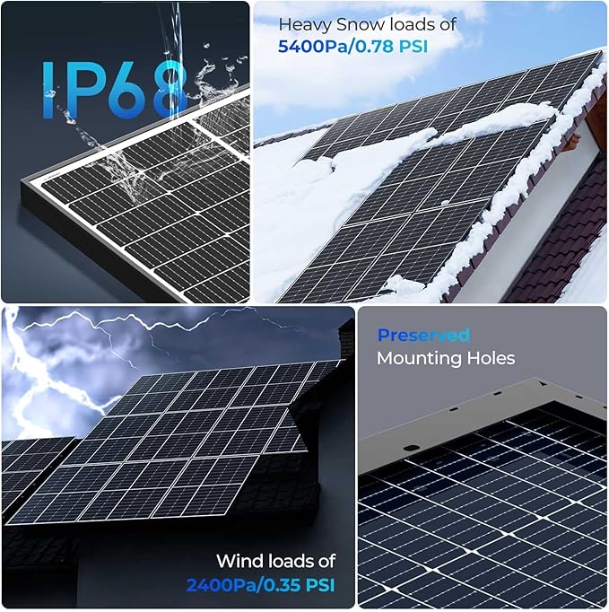 Renogy Solar Panels 640 Watts 12V/24V Bifacial Solar Panel Monocrystalline 2PCS 320W On/Off Grid Rigid Over 500 Watt Solar Panel High Efficiency Durable for Homes Roof RV Boat Camping Black