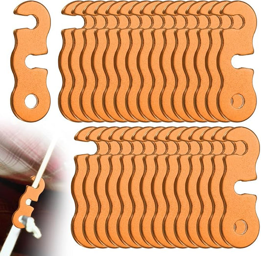 Rope Tensioner Aluminum Alloy [30PCS] - Guyline Cord Adjusters Use for Camping & Hiking & Picnic & Outdoor Activities- [Gold-1.7IN] Tent Rope Adjuster