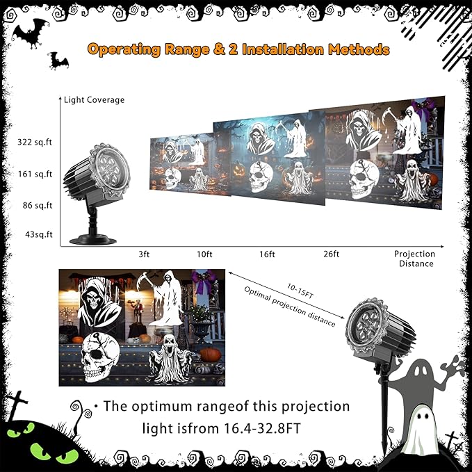 Halloween Projector Lights Outdoor, Rotating Ghost Projector, Waterproof Halloween Projector Lights Landscape for Outdoor Indoor, Yard, Patio, Garden, Party Decor (Cool White Ghost)