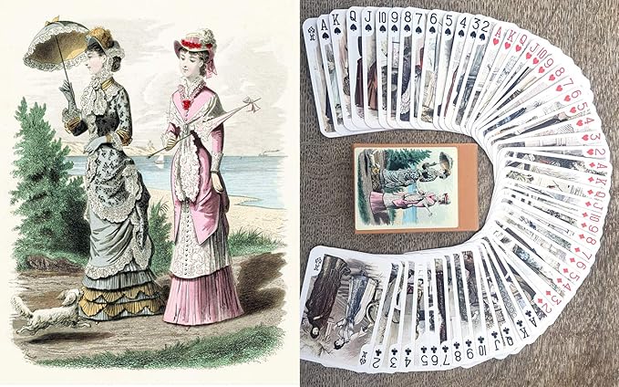 Victorian Fashion Playing Cards (Poker Deck 54 Cards All Different) Vintage Fashion Edwardian Lady Haute Couture