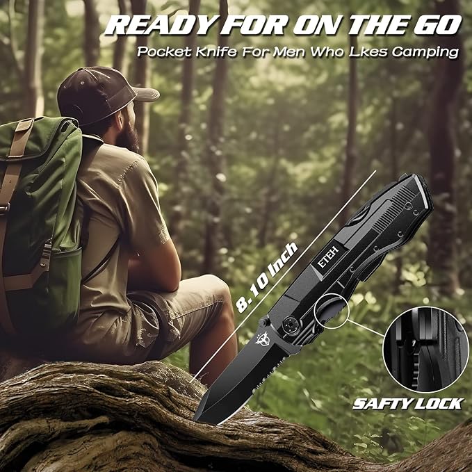 Gifts for Men Him Dad Boyfriend,Multitool Pocket Knife for Men,Anniversary Christmas Gifts for Birthday,Hiking Camping Knife with Screwdrivers Pliers Bottle Opener