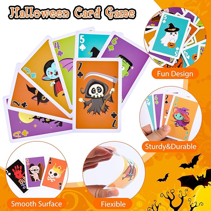 1 Deck 6 In1 Halloween Kids Card Games Go Fish Old Maid Slap Jack for Ages 4 and up Boys Girls Family Board Game Night Basket Stuffers Party Favor Gift Classroom Activity Supply 2-6 Players
