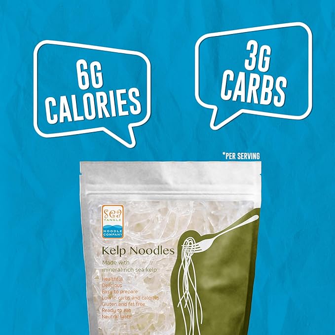 Sea Tangle Kelp Noodles Sampler (12oz) - Pack of 4 - Low Calorie Asian Noodles for Healthy Noodle Dishes - Gluten Free, Keto Noodle Sub for Rice Noodles, Glass Noodles, Pad Thai Noodles