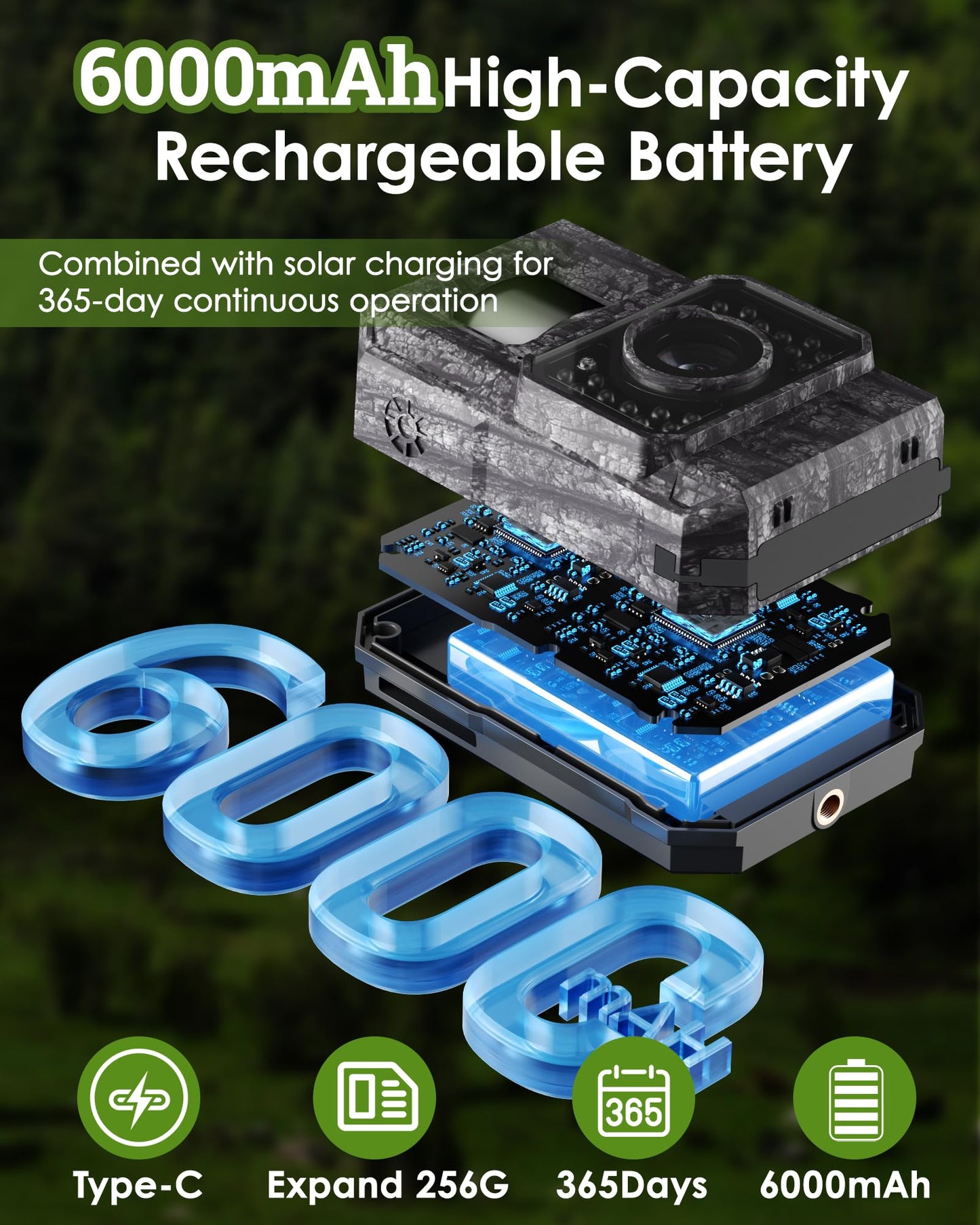 MAXDONE Solar Trail Camera, 4K 64MP WiFi Bluetooth Night Vision Game Camera