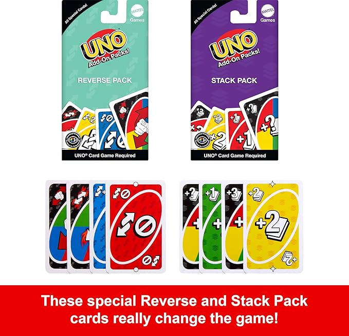 Mattel Games UNO Card Game with 2 Add On Packs & Collectible Tin for Kids, Adults & Family Game Night. 2 to 10 Players
