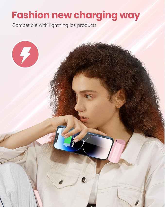 Pink Small Portable Battery Charger 4800mAh, Tiny Power Bank Ultra-Compact 15W Fast Charging Mini Battery Pack Power Charger for iPhone 14 Pro/13/12/11/8/iPad Air/Mini/Pro/AirPods Pro I/II