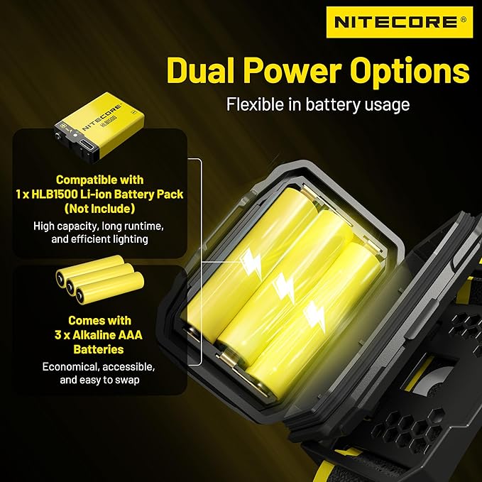 Nitecore HA23 UHE 600 Lumen MCT Outdoor Headlamp Multiple Color Temperatures Lightweight AAA Headlight Tag (Black)