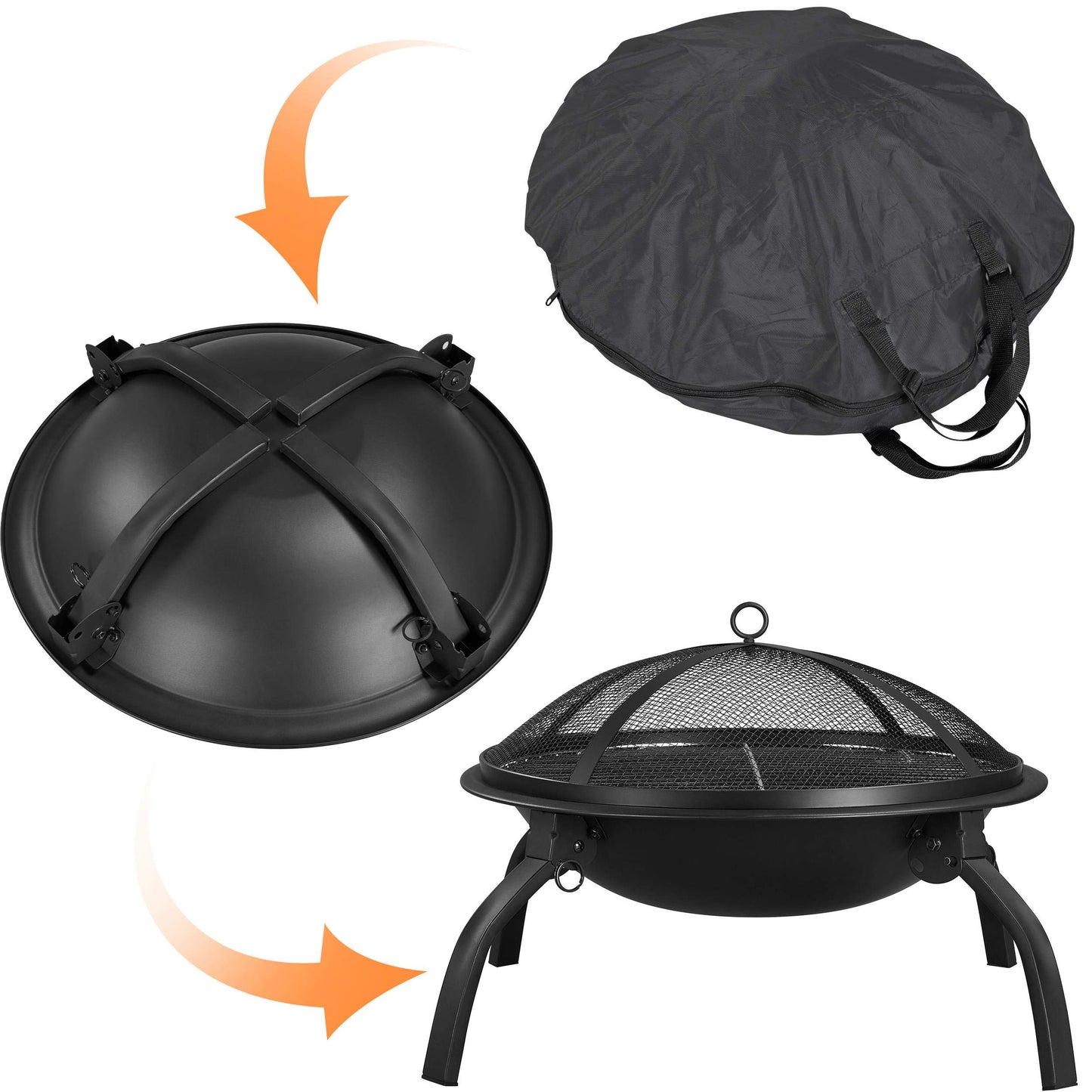 Yaheetech 21inch Fire Pit Portable Folding Steel Fire Bowl Garden Treasures Fire Pit for Outside