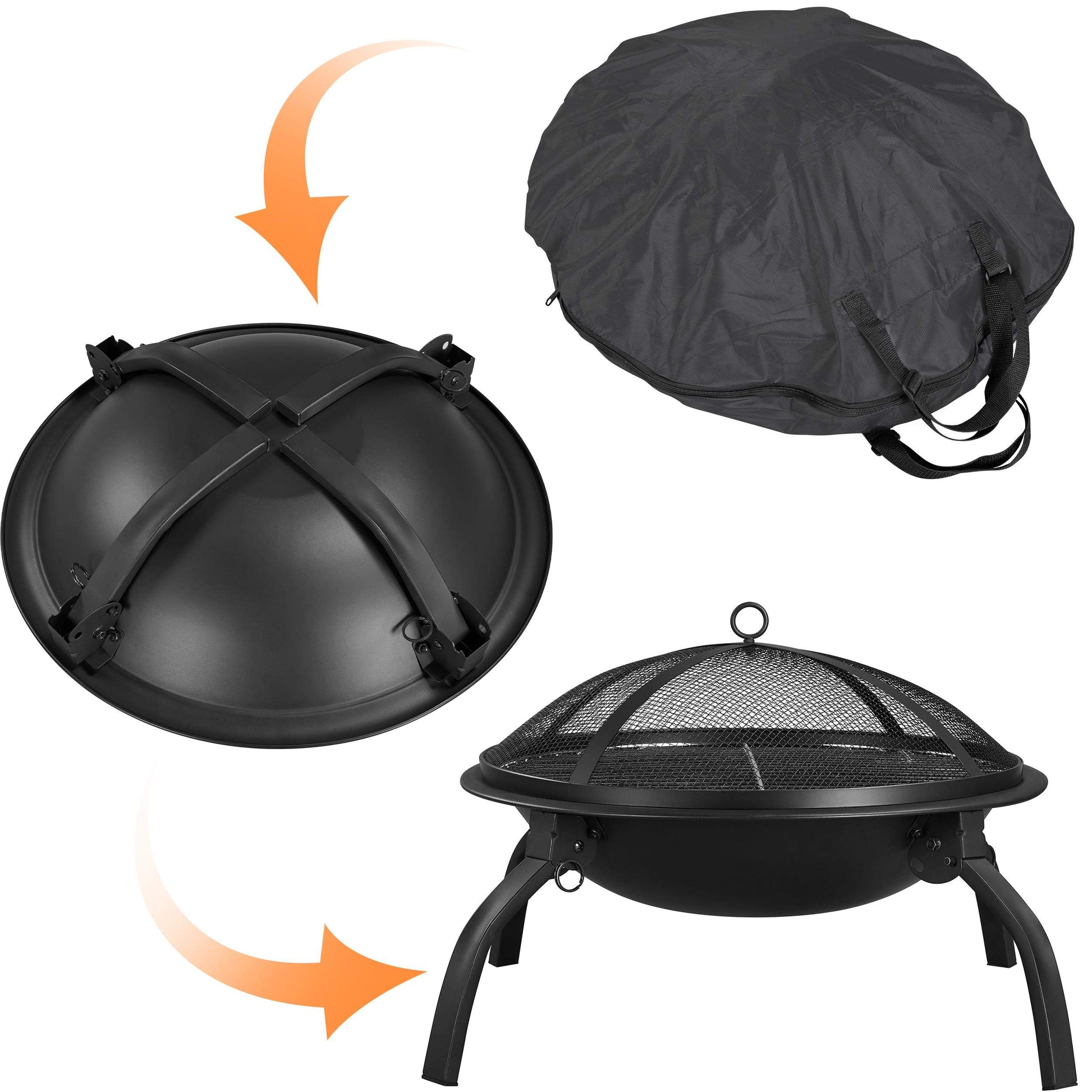 Yaheetech 21inch Fire Pit Portable Folding Steel Fire Bowl Garden Treasures Fire Pit for Outside