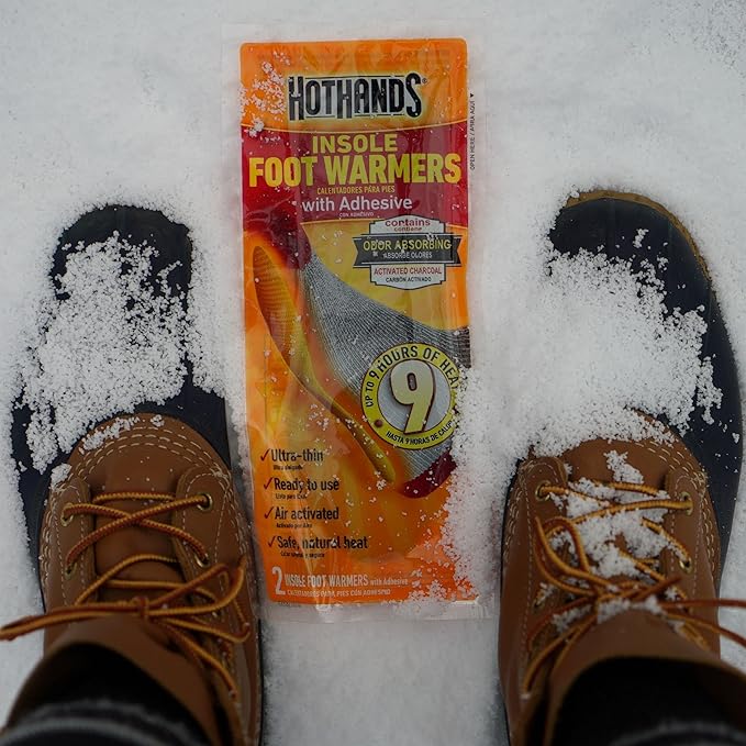 HotHands Insole Foot Warmers - Long Lasting Safe Natural Odorless Air Activated Warmers - Up to 9 Hours of Heat - 16 Pair, Black