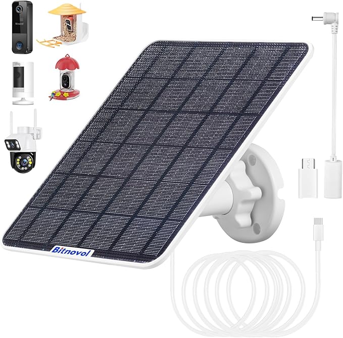 8W Solar Panel for Bird Feeder Camera - USB C Solar Panels Charger Compatible with Rechargeable Battary Powered Cam Outdoor,Ring Solar Camera IP65,9.8ft Cable 360° Bracket,Ideal Gifts for Bird Lover