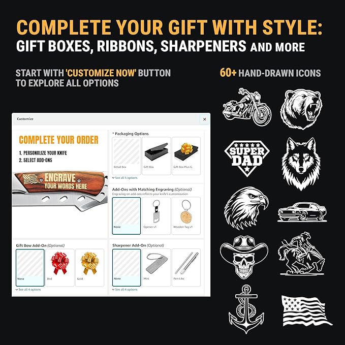 Custom Knife for Men and Women - Personalized Idea Gifts - Engraved Gifts for Dad Husband Boyfriend Wife Girlfriend - Customized Pocket Knives for Birthday - Best Unique Present 4172 PS