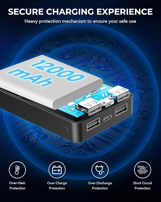 ?Ÿ±?—© ?Ÿ­?Ÿ®?Ÿ¬?Ÿ¬?Ÿ¬?—º?—”?—µ Heated Vest Battery Pack, Rechargeable Power Bank with LED Display, Type-C Input, and Dual USB-A Output for Heated Apparel, Vest, Seat, Blanket and Jacket up to 10H