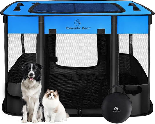 40x32x24 Inches Dog Playpen,Pet Playpen,Foldable Puppy Cat Playpen,Portable Exercise Kennel Tent Crate,Water-Resistant Breathable Shade Cover,Indoor Outdoor Travel Camping Use for Small Animals(L)