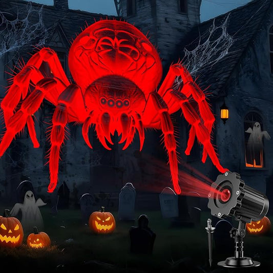 Giant Spiders Halloween Projector Outdoor Indoor,2025 Upgraded 3D Dynamic Halloween Decorations,Clearer Spider HD Patterns,Waterproof Holiday Light for Home Window Wall Cemetery Holiday Decor