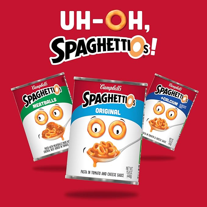 SpaghettiOs Canned Pasta with Meatballs, Healthy Snack for Kids and Adults, 15.6 OZ Can (Pack of 24)