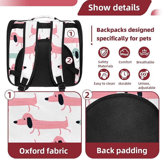 Funny Dachshund Dogs Pet Carrier Airline Approved Pet Carrier Bag Dog Carrier for Small Medium Cats Dogs Puppies Kitten
