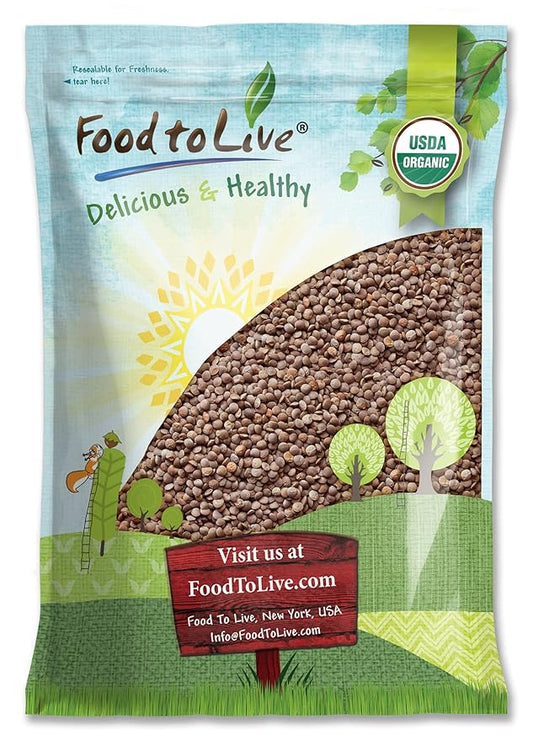 Food to Live Organic Whole Red Lentils, 10 Pounds Non-GMO, Dry Raw Lentils, Sproutable, Vegan, Kosher, Bulk. Easy to Cook. Source of Folate, Fiber, and Protein. For Lentil Soup, Stews, Curry