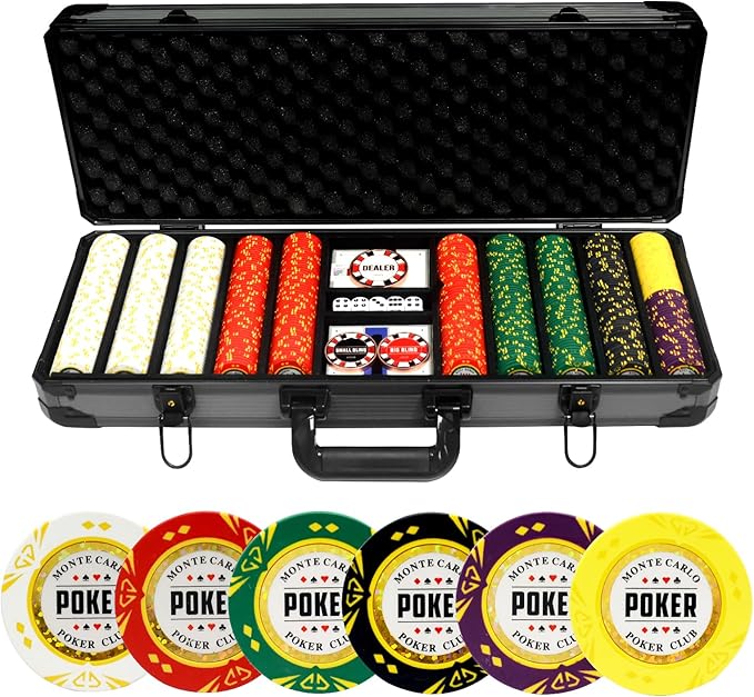 14 Gram Clay Poker Chips Set Texas Hold?™em 500PCS Poker Chips Set Blank Chips with High-End Chip Case and Poker Accessories for Blackjack Poker Games (F 500PCS Blank Chips)