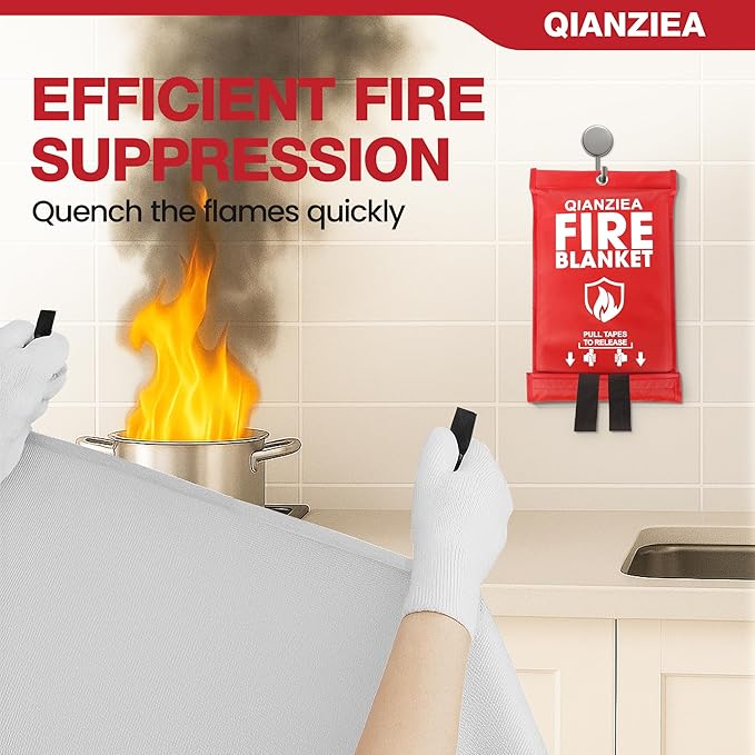 Fire Blanket,40"x40",Emergency Fire Blankets for Home and Kitchen,4 Pack