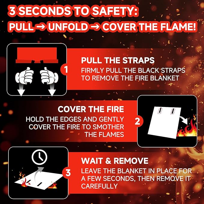 24 Packs Fire Blanket ??39.37x39.37 Inches, 1100??Heat Resistant, Emergency Fire Suppression