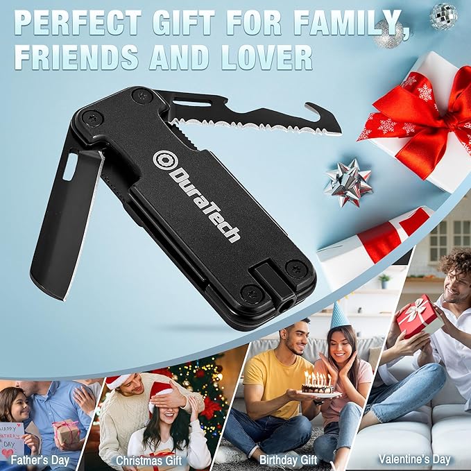 DuraTech 16-in-1 Multitool Knife, Compact EDC Pocket Tool with Locking Blade, Magnetic Bit Holder, 6 S2 Screwdriver Bits, Bottle Opener & Rope Cutter ??Ideal for Camping, Hiking, Survival