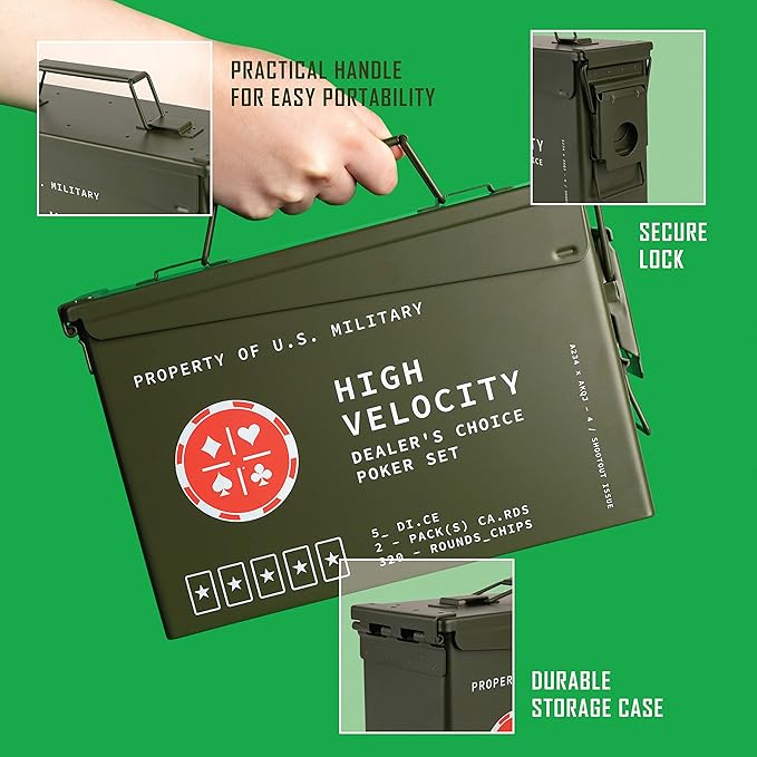 Kölbs Titan LSO Poker Set, Tactile Box Contains The Ultimate Poker Set - Playing Cards, Poker Chips Set & More, Case and Set Also for Texas Holdem, Blackjack Plus, Groomsmen Gifts for Men (with Dice)
