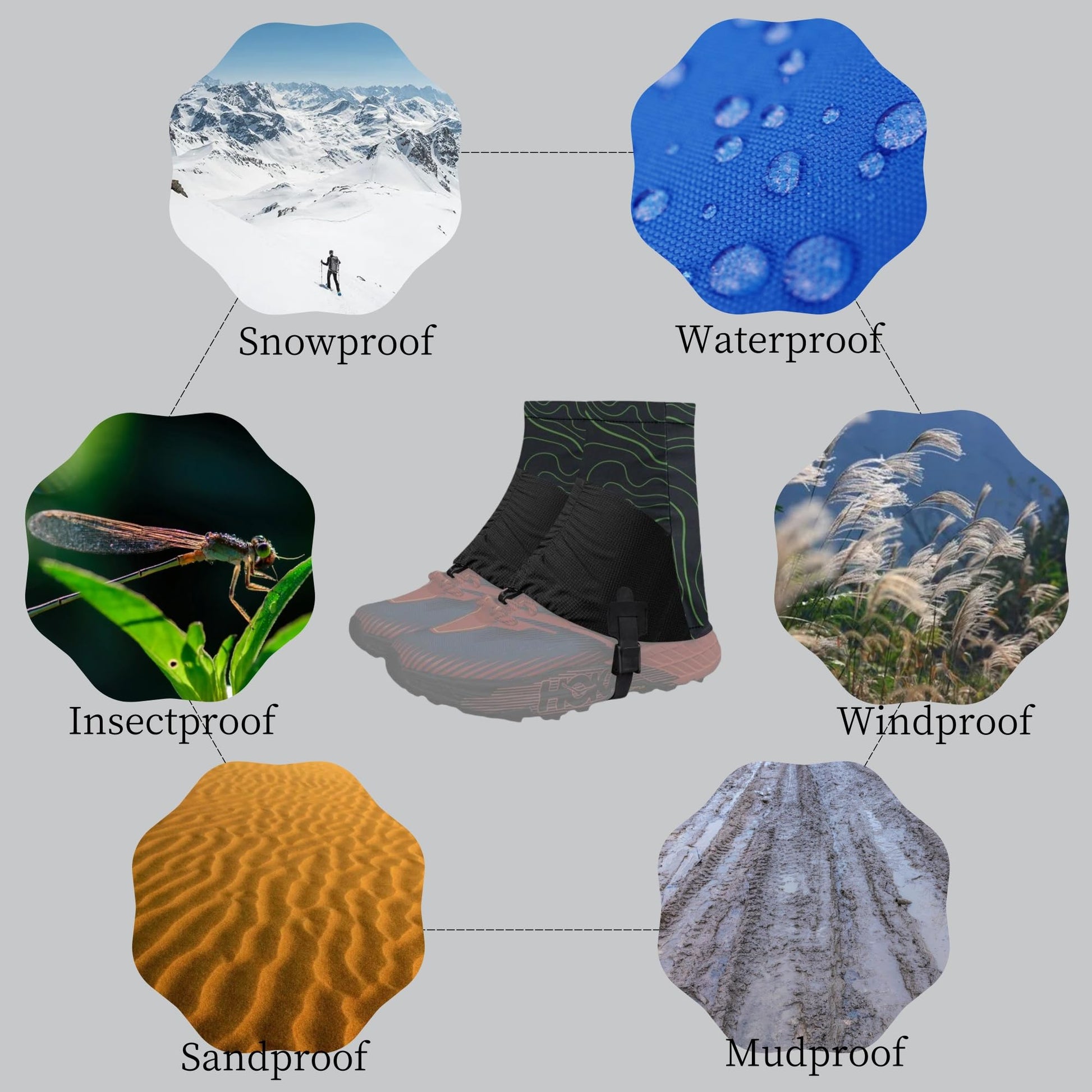 UNIQOCK Low Gaiters,Ankle Gaiters,Snow Boot Guard Gators,Shoe Gaiters,Gators for Hiking Boots,Leg