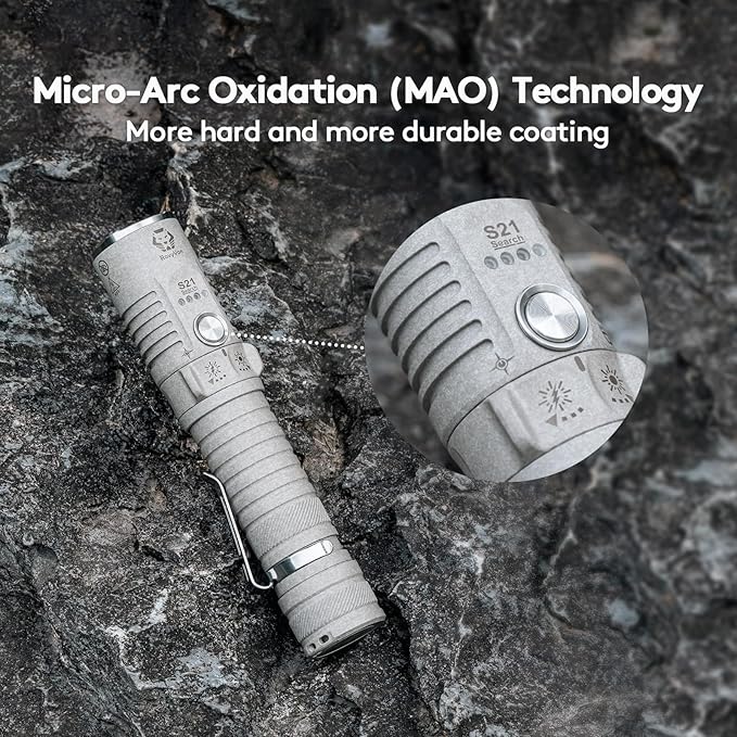 RovyVon S21 High Lumen Rechargeable Bright Flashlight 3000 Lumen,400M Long Throw Searchlight with Easy Use Mechanical Ratary Switch,Magnetic Base,IPX8 Waterproof for Home,Hunting,Searching,Rescue