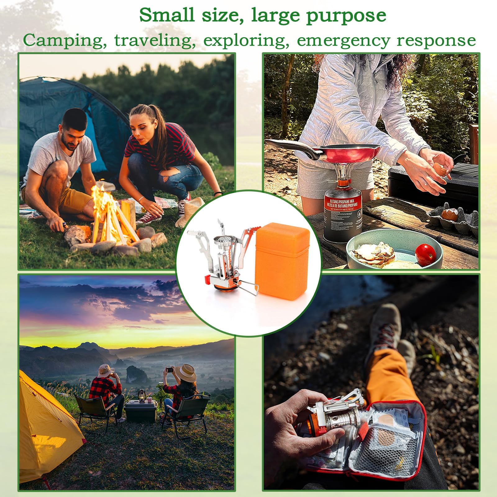Portable Camping Stove Backpacking Stove, Specialized Hiking Stove Camping Stove with Piezo