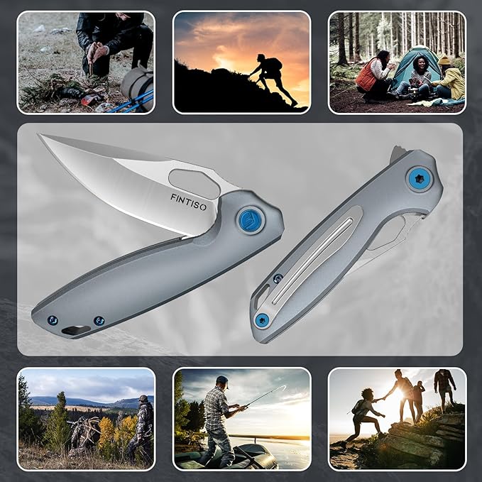 FINTISO Mini Pocket Knife 2.79" Small EDC Knife Premium Swedish 14C28N Blade, Folding Knife with 6061 Aluminum Alloy Handle, Camping Survival Hiking Knives, Best Gift for Men Women, Atlas Series
