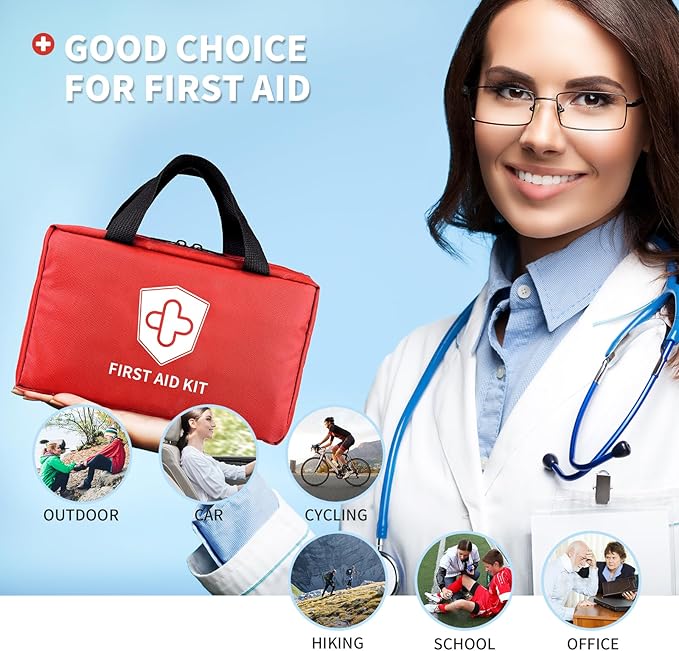 Kitgo First Aid Kit with Hospital Grade Medical Supplies, 220pcs Emergency Medical Trauma Kit, Gift for Dad Husband Great for Home, Outdoors, Office, Car, Travel, Camping, Hiking, Boating