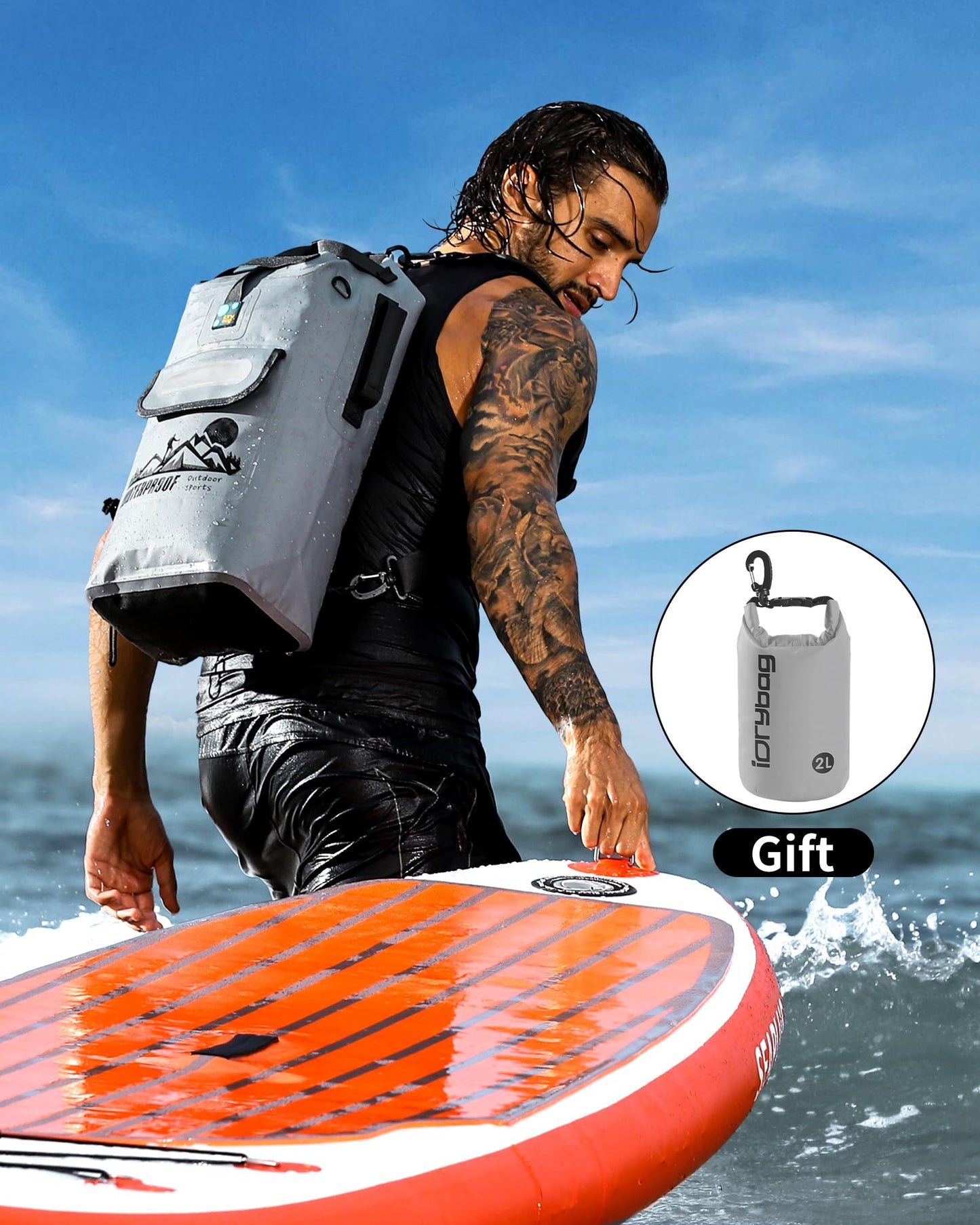 IDRYBAG Dry Bag Backpack 20L/30L/40L, Floating Waterproof Backpack for Men, Kayak Dry Sack