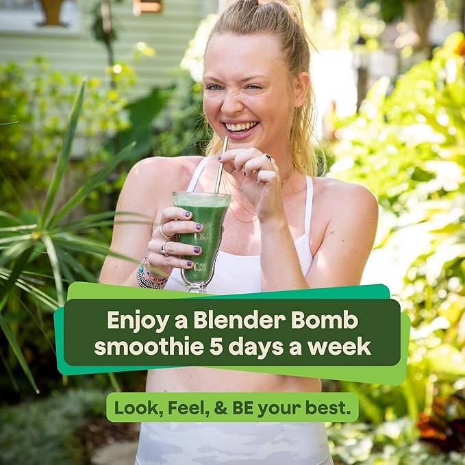 The Bomb Co. Blender Bomb, Glow Getter, Superfood Smoothie Supplement, Smoothie Mix with Flax, Hemp, Irish Sea Moss, & Amino Acids for Hair & Skin Support, Gluten Free, High Fiber, 10 Servings