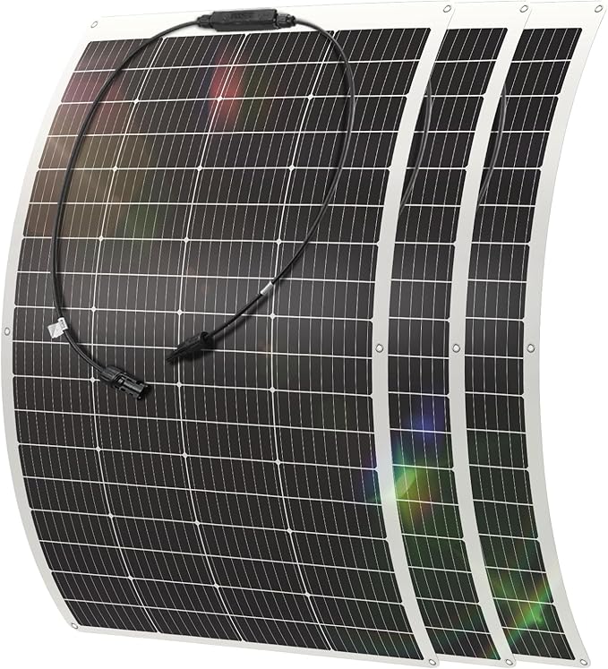 200 Watt Flexible Solar Panel 23% High Efficiency 12v Monocrystalline Lightweight Semi Flexible Bendable Off-Grid Charger for Rv Boat Uneven Surfaces (200w*3)