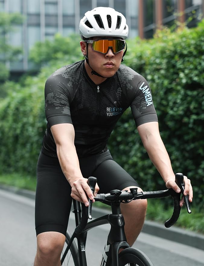 LAMEDA Men's Cycling Jersey Breathable Lightweight Bike Jersey Short Sleeve Quick Dry Moisture Wicking Biking Shirts