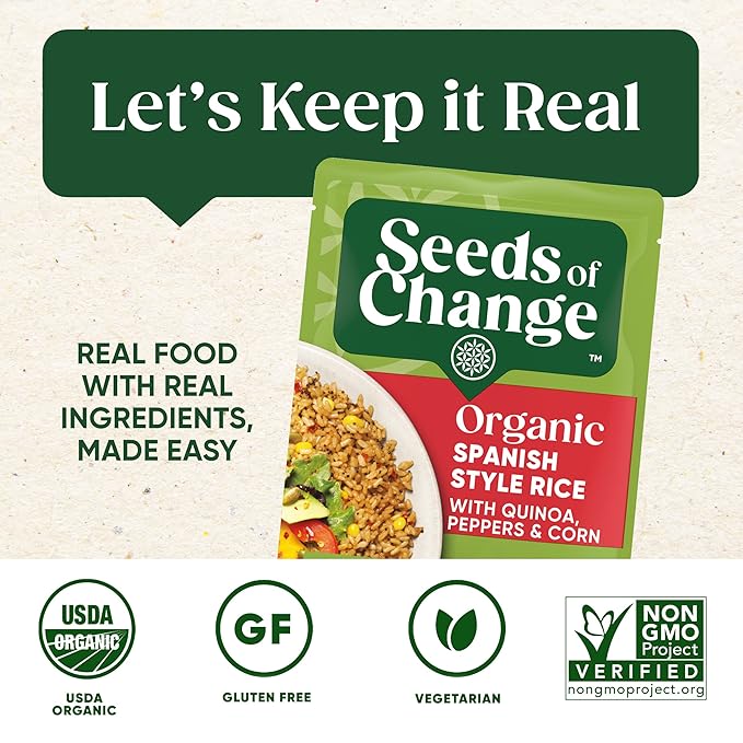 SEEDS OF CHANGE Certified Organic Spanish Style Rice With Quinoa, Peppers & Corn, Organic Food (Pack of 12)