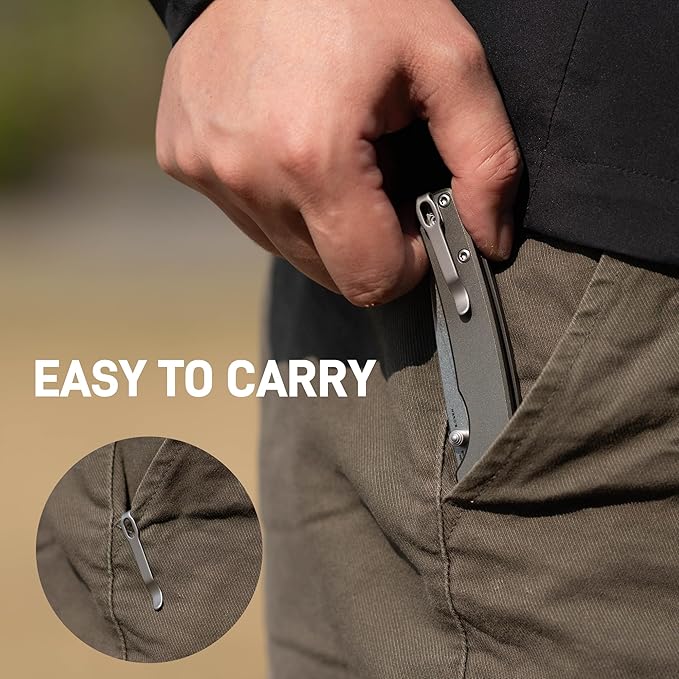 CJRB Kain Pocket Knife, 2.95'' AR-RPM9 Steel Blade Aluminum Handle Small EDC Knife with Pocket Clip for Camping Hiking Survival, Designed by Sanford Owen(J1956)